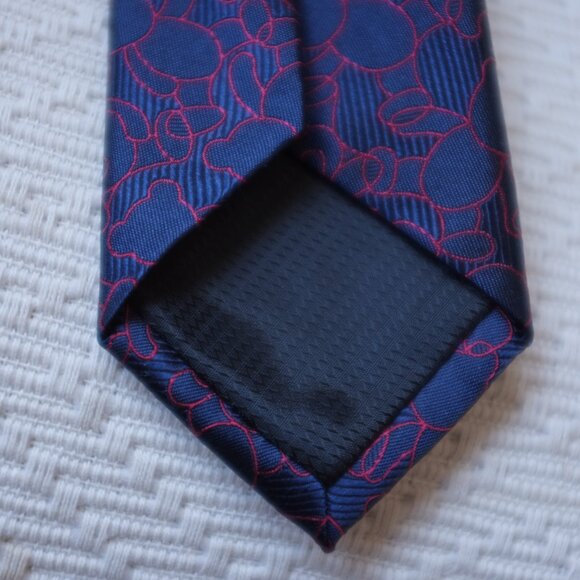Point Zero luxury blue silk tie with red teddy bear embroidery - Picture 4 of 7